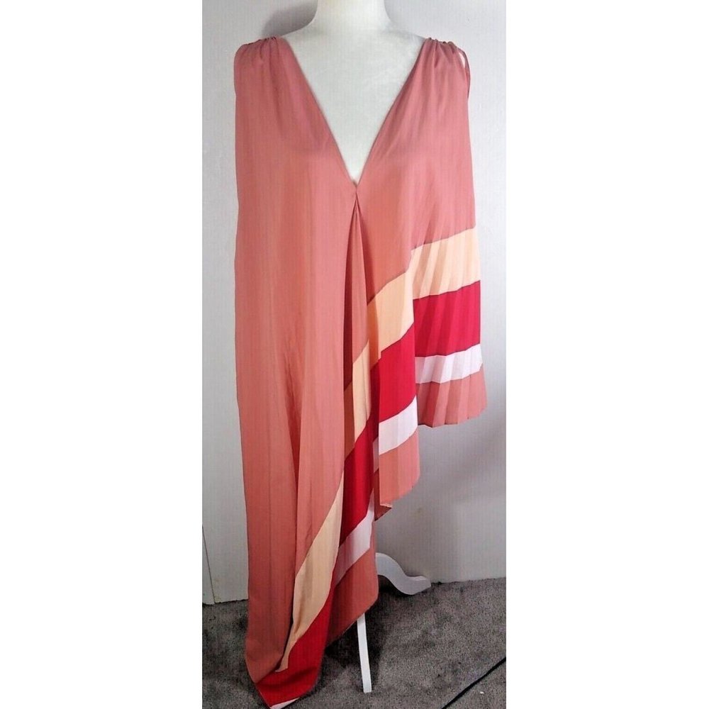 Women's Tome Swimsuit Cover Up Maxi Wrap Asymmetric V Neck Back Stripes M / L